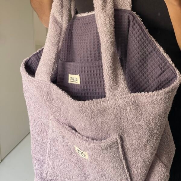 lilac - purple reversible towel pique beach bag