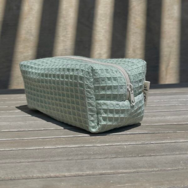 pistachio pique waterproof small makeup bag - Image 2