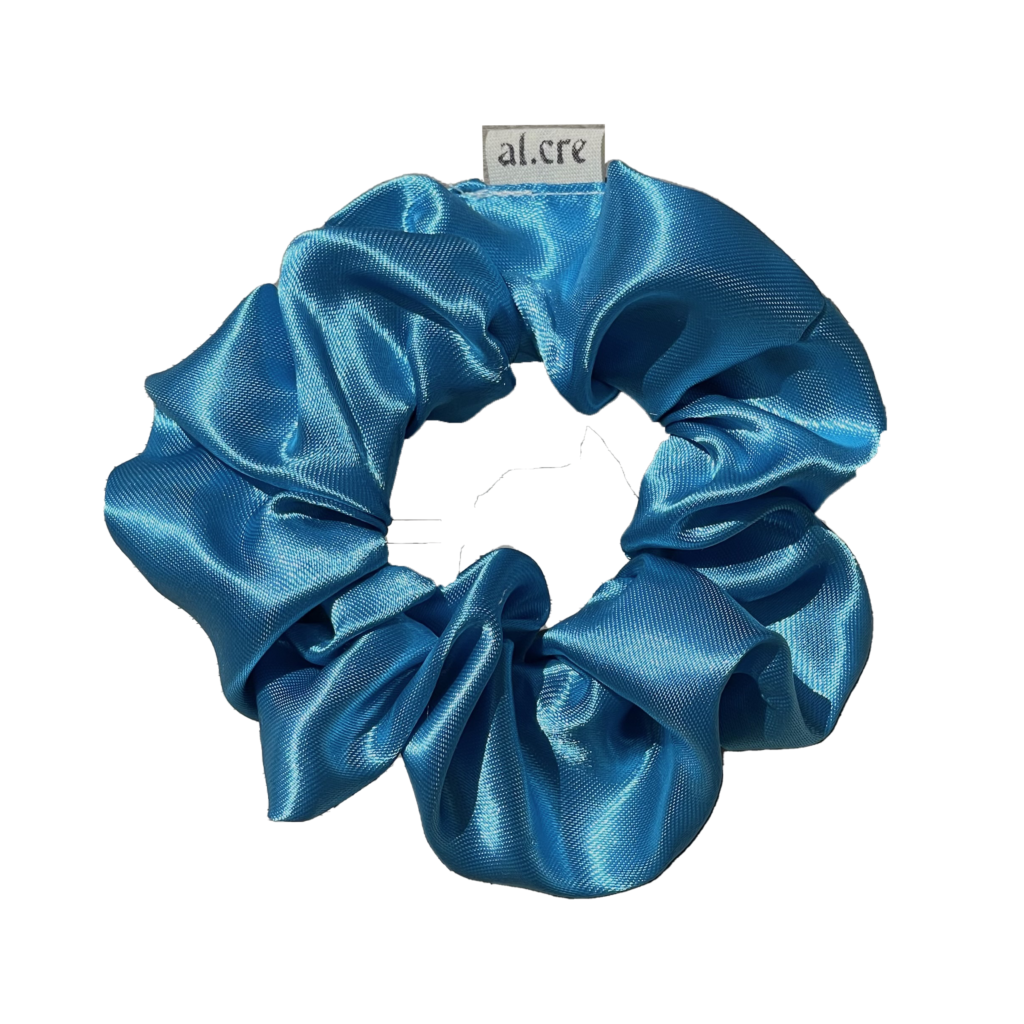 sky blue satin scrunchie