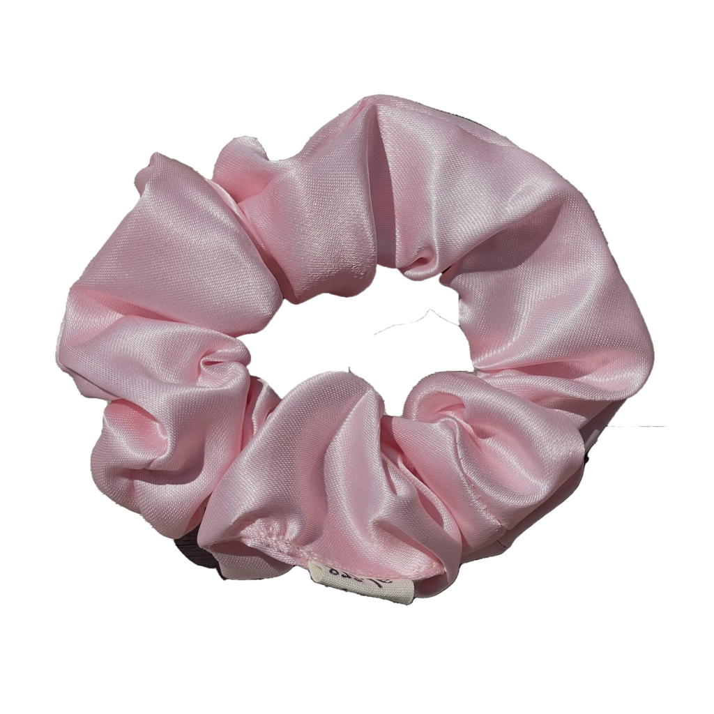 pink satin scrunchie