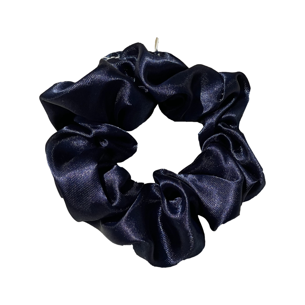 navy satin scrunchie