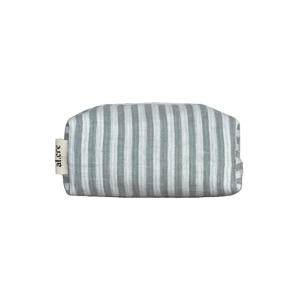 mint stripes mini makeup bag