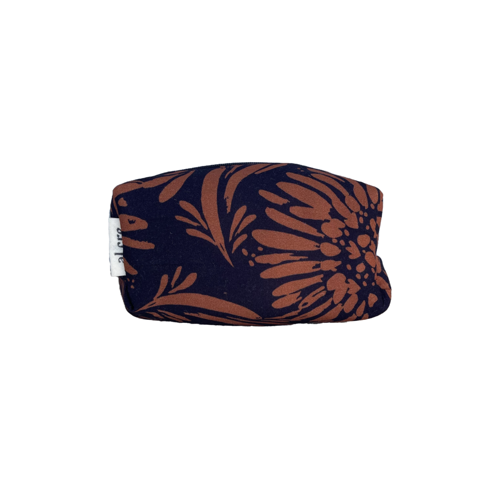 large orange flowers mini makeup bag