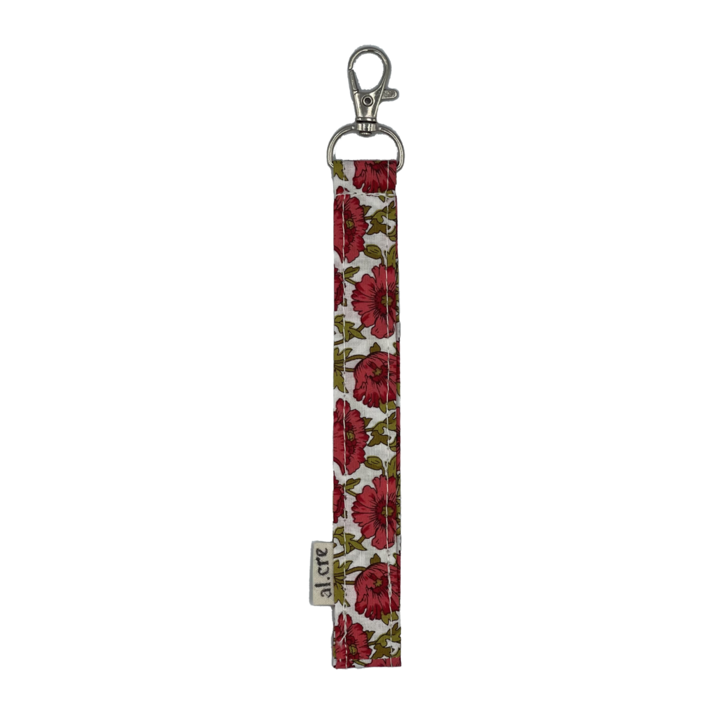 red floral wrist keychain