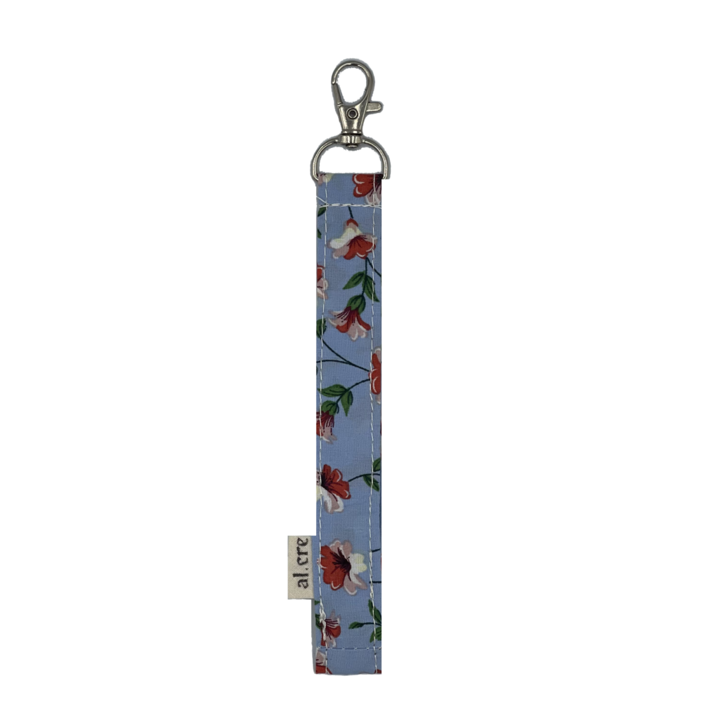 blue floral wrist keychain