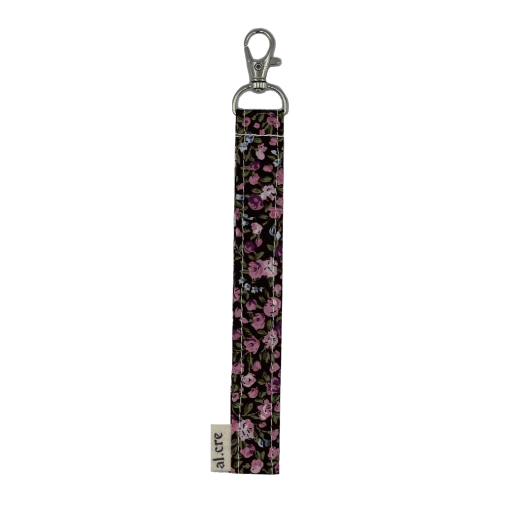 tiny dark flowers wrist keychain