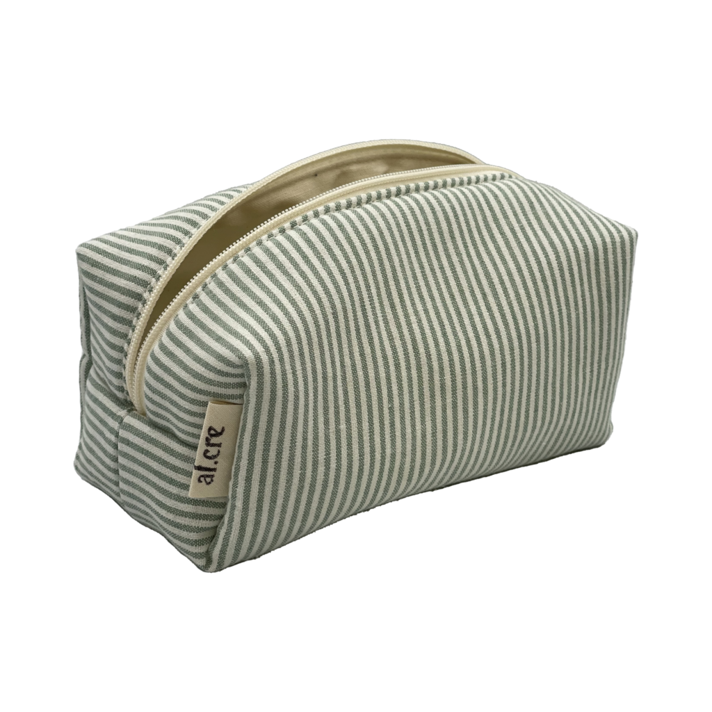 green stripes small makeup bag