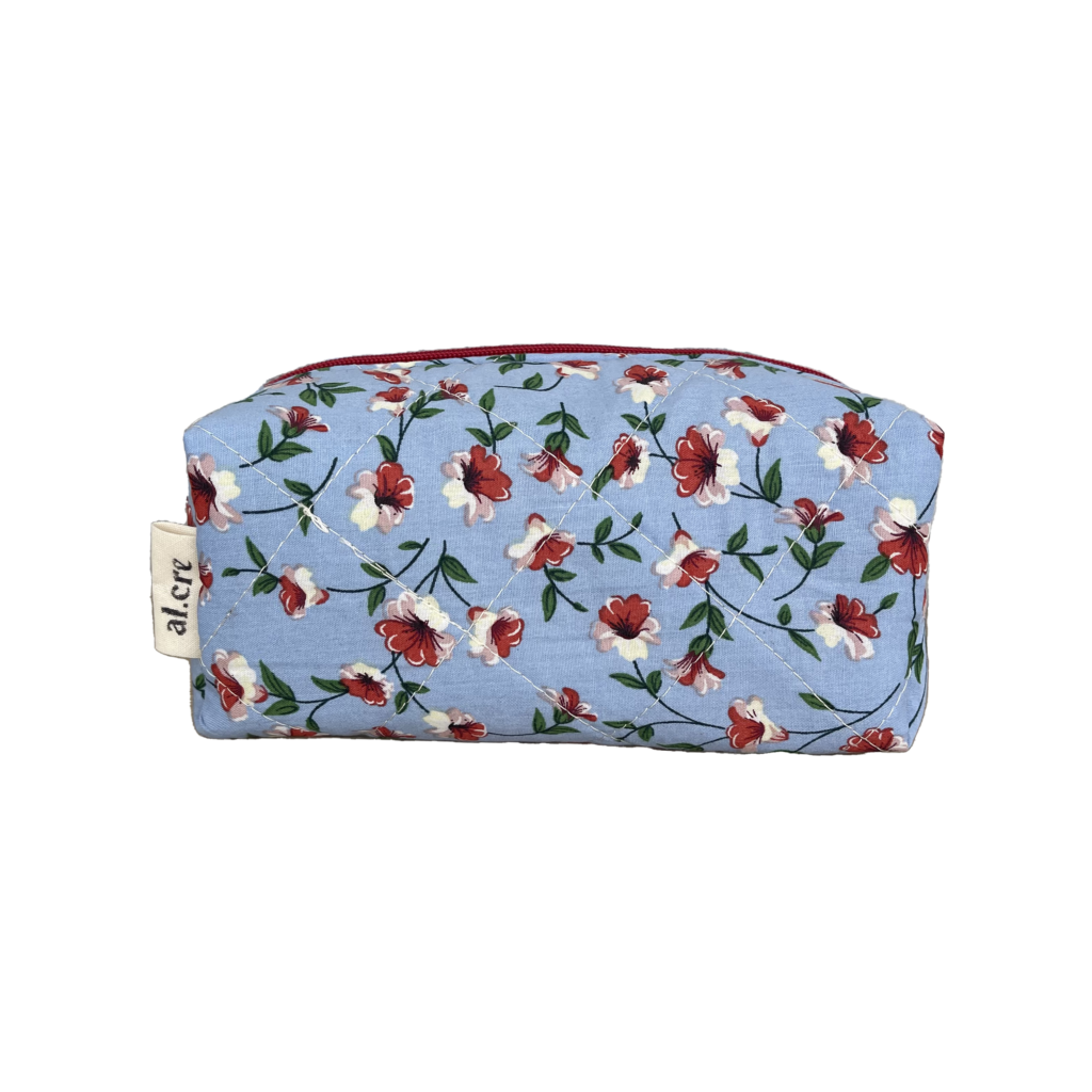 blue floral small makeup bag