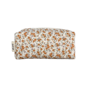 tiny orange floral small makeup bag