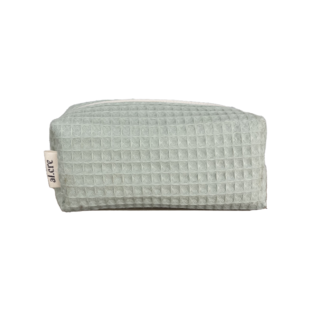 pistachio pique small makeup bag