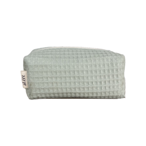 pistachio pique small makeup bag