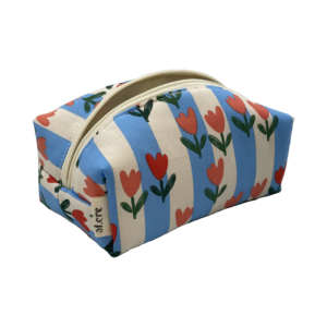 flowers and stripes small makeup bag