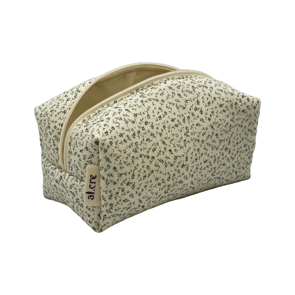 tiny blue flowers small makeup bag