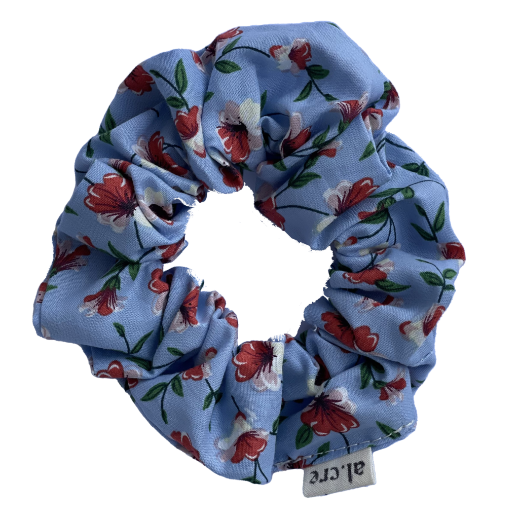blue floral scrunchie
