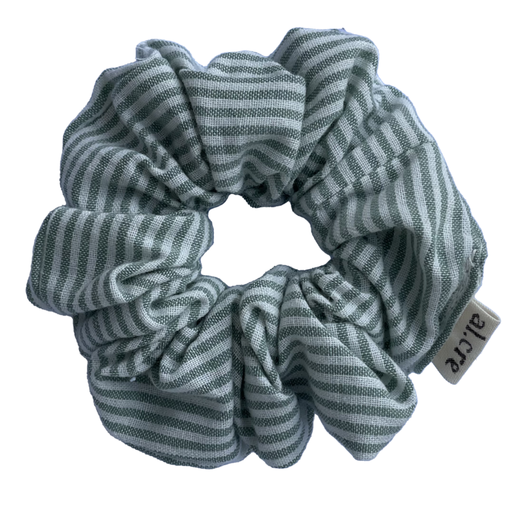 green stripes scrunchie