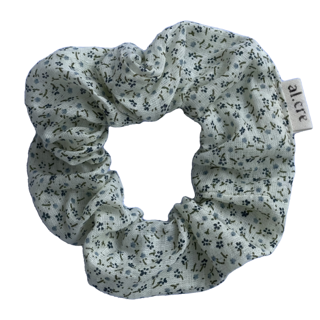tiny blue flowers scrunchie