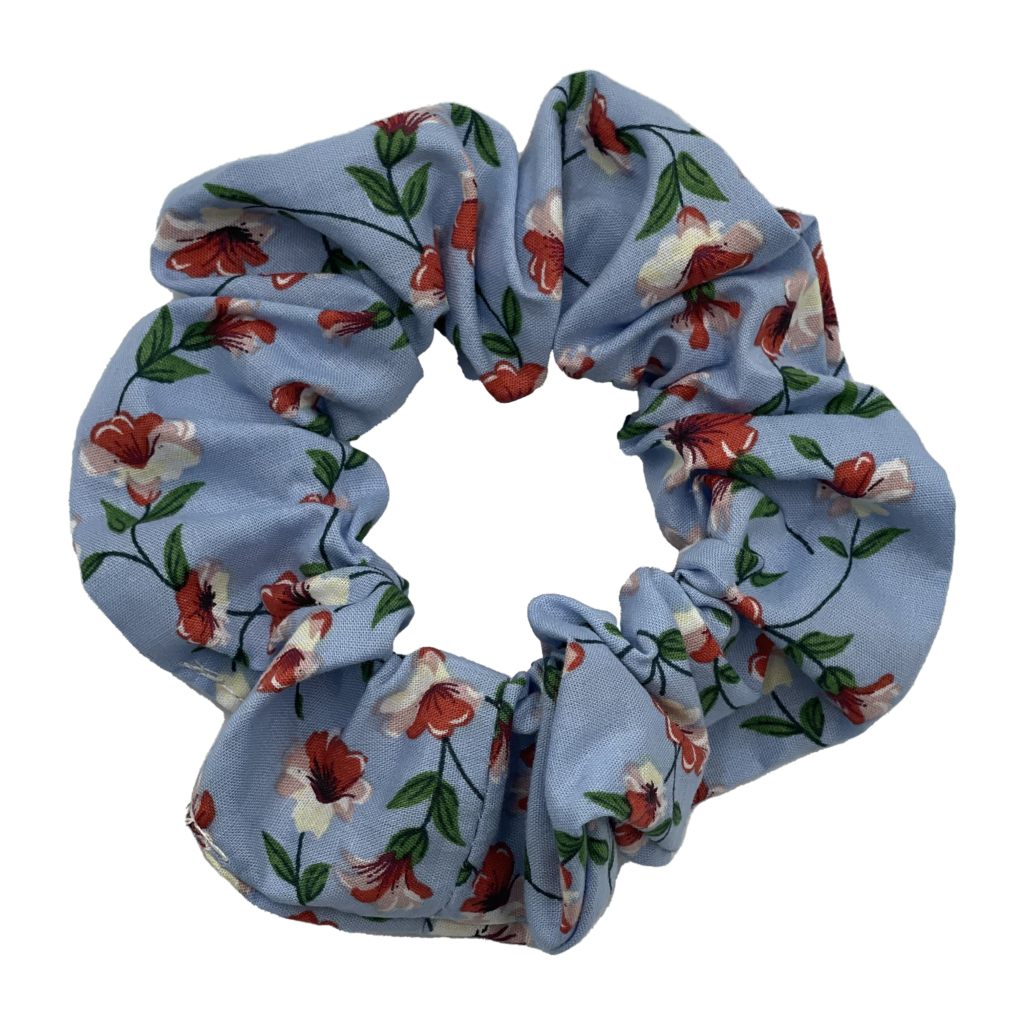 blue floral scrunchie