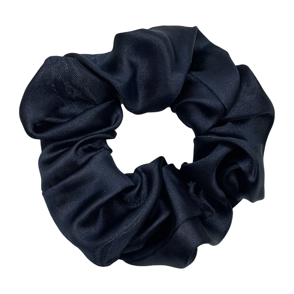 navy satin scrunchie