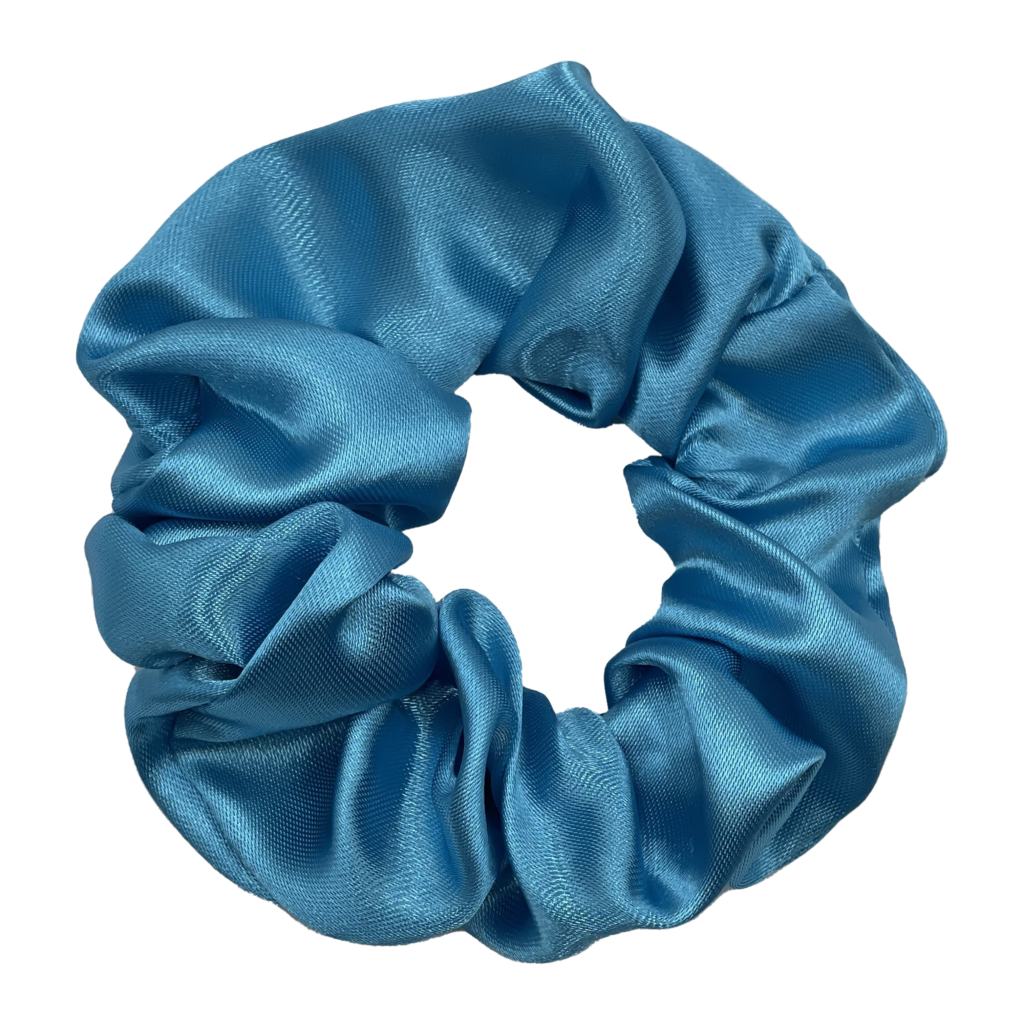 sky blue satin scrunchie