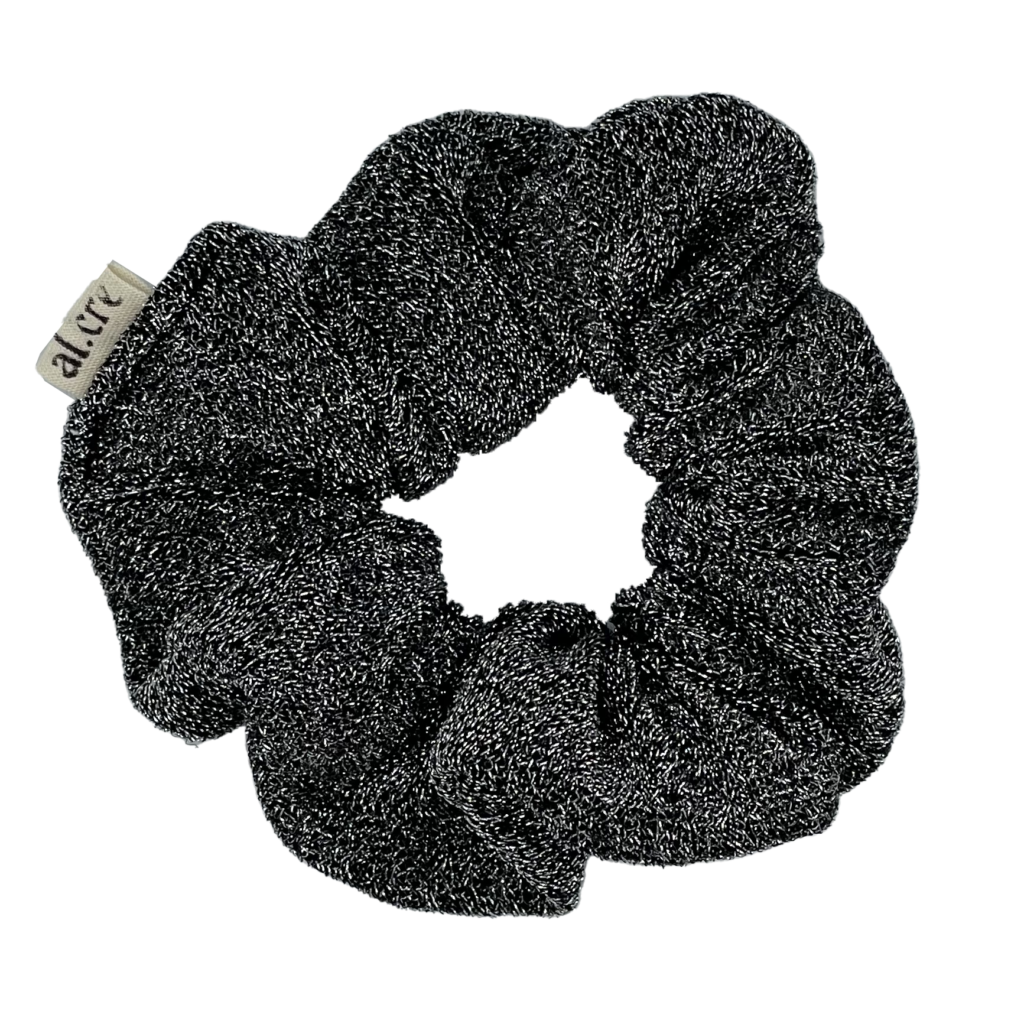 black glitter scrunchie