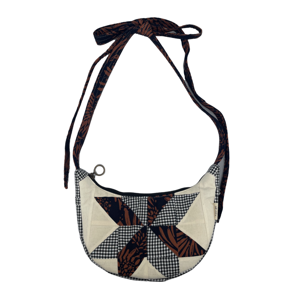 black patchwork banana bag