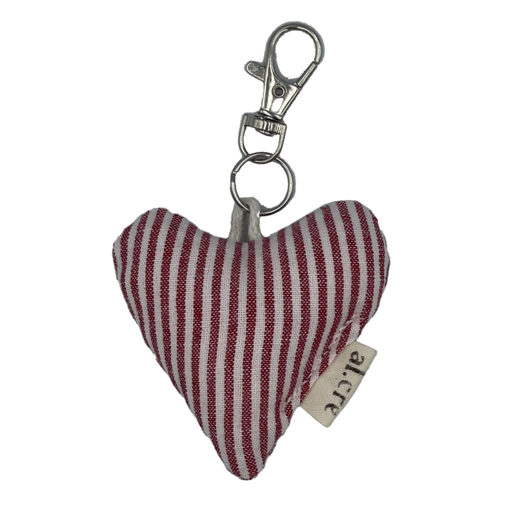 red stripes heart keychain