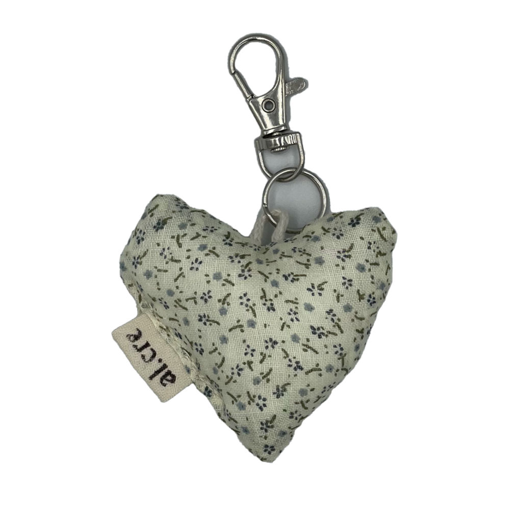 tiny blue flowers heart keychain