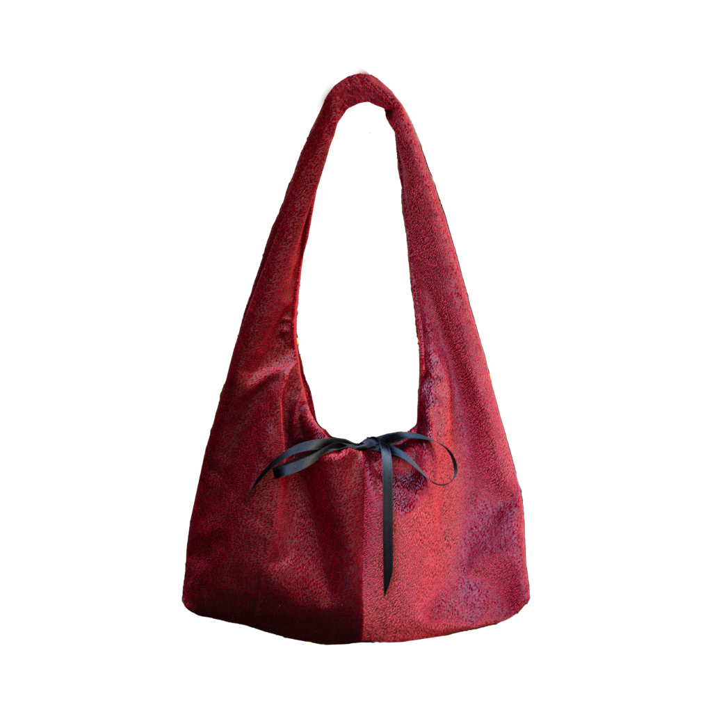 red velvet shoulder bag