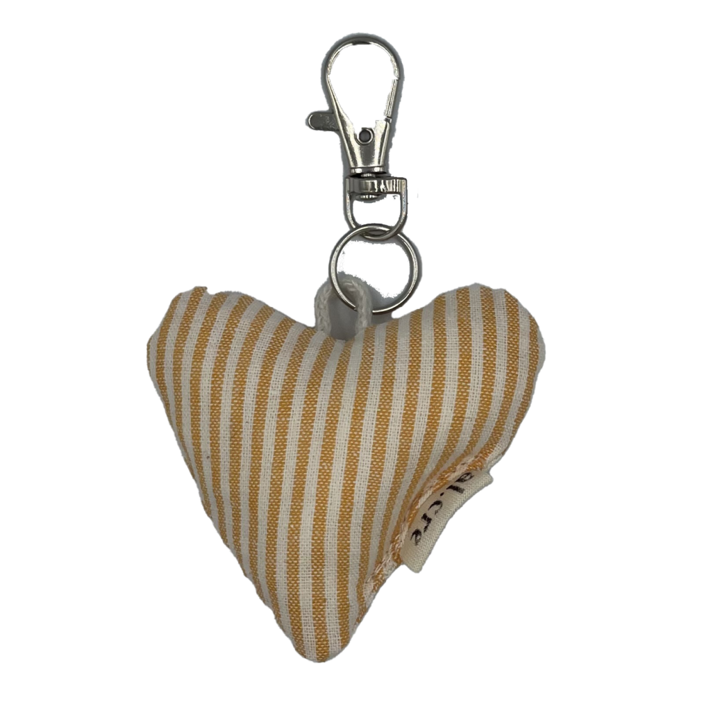 yellow stripes heart keychain