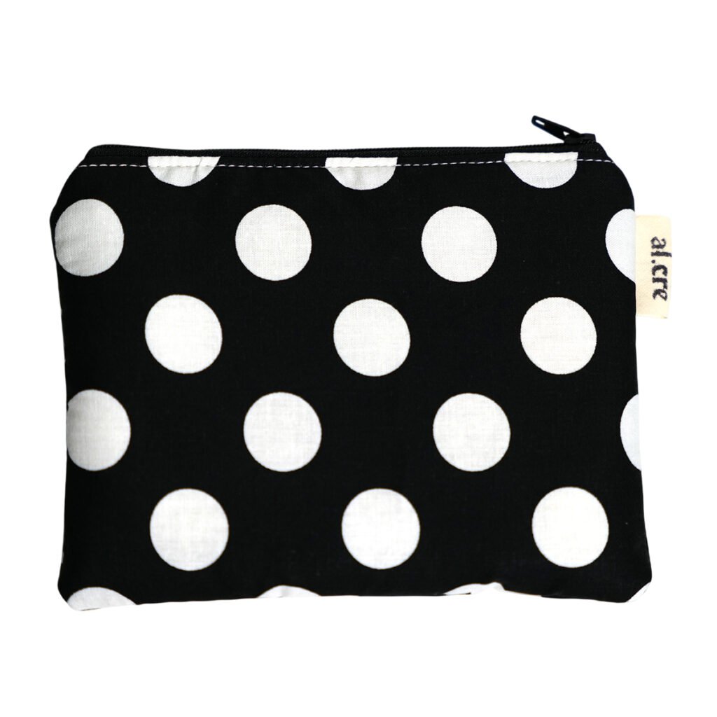 black polka dots medium pouch