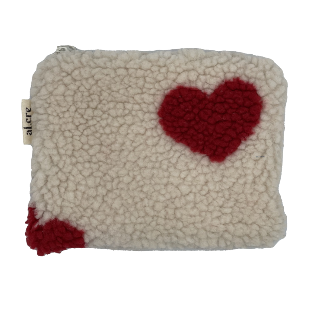 fluffy hearts medium pouch