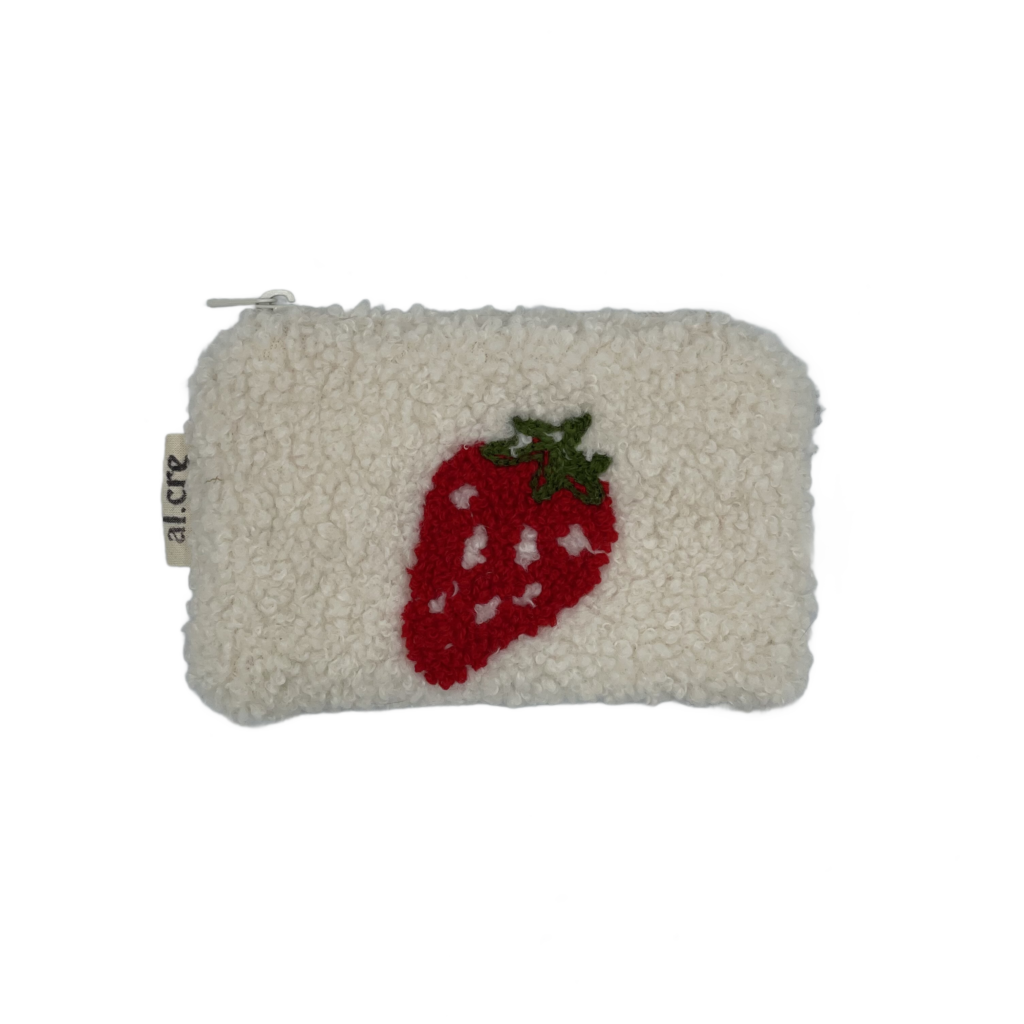 fluffy strawberry small wallet