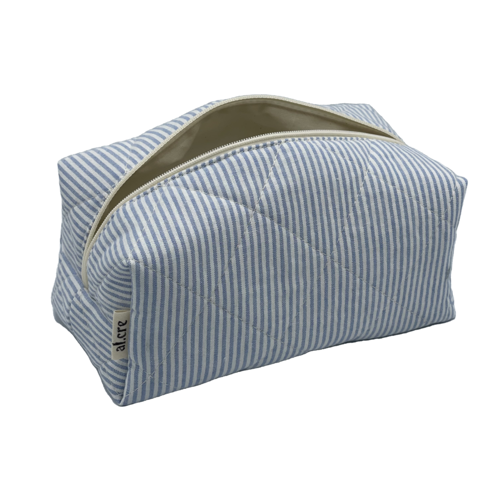 light blue stripes maxi makeup bag