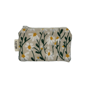 white daisies embroidered small wallet
