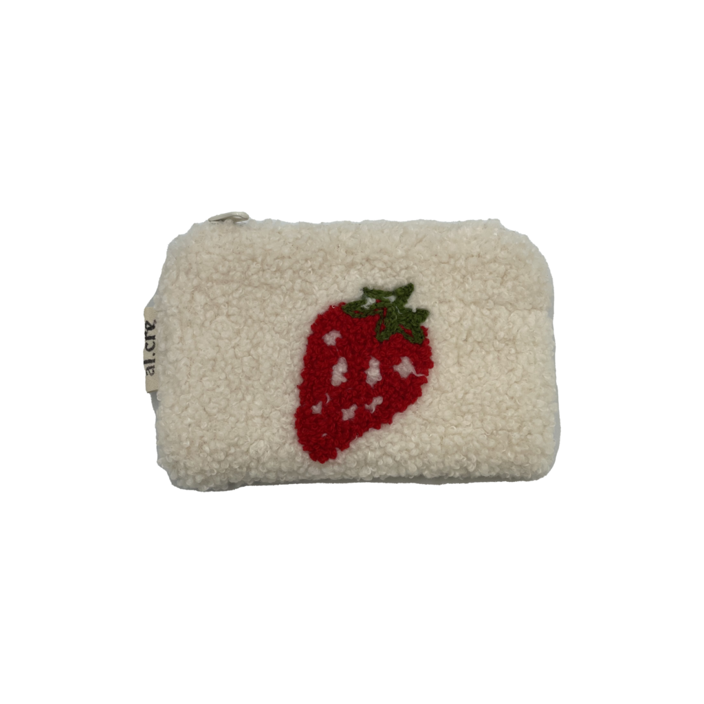 fluffy strawberry small wallet