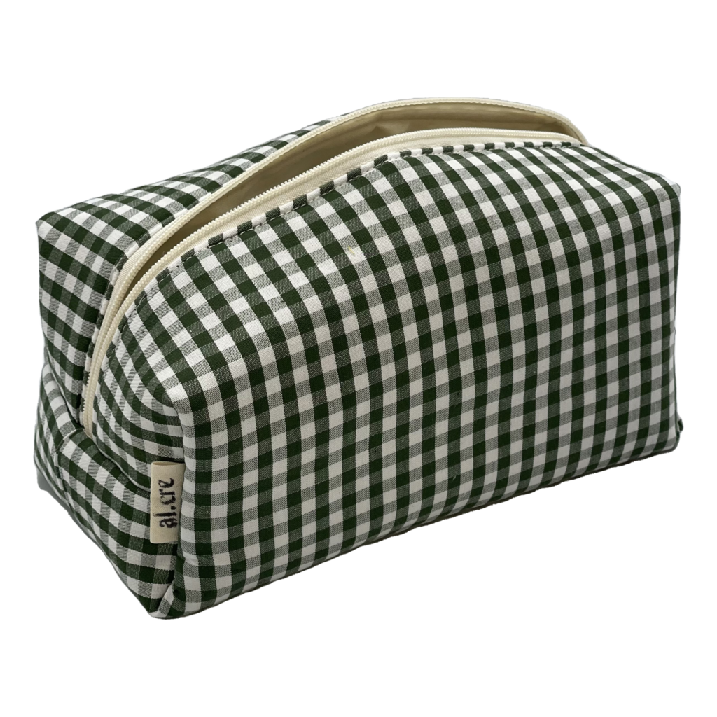 green picnic maxi makeup bag