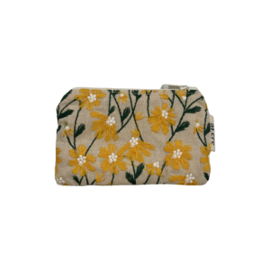 orange daisies embroidered small wallet