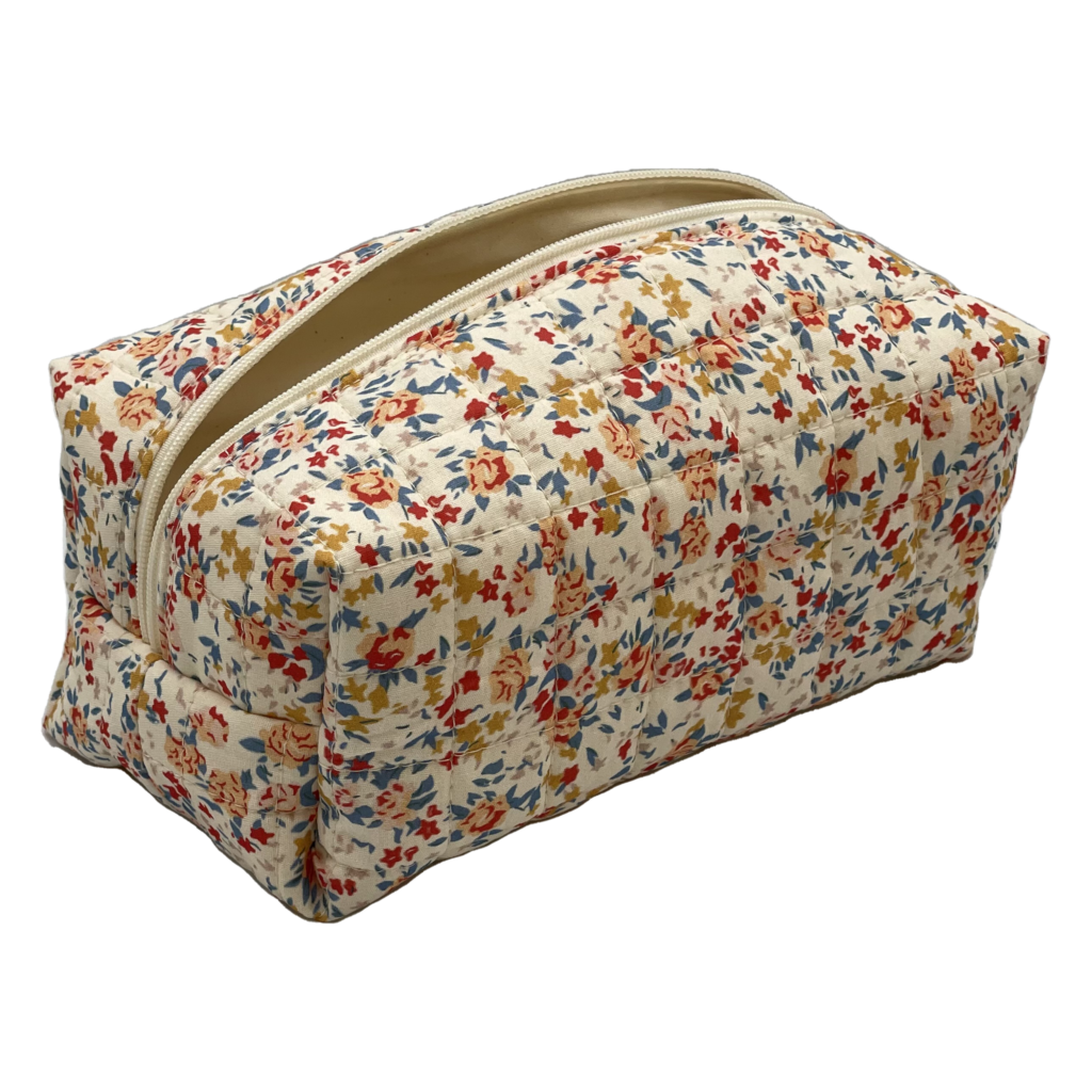 quilted floral maxi makeup bag