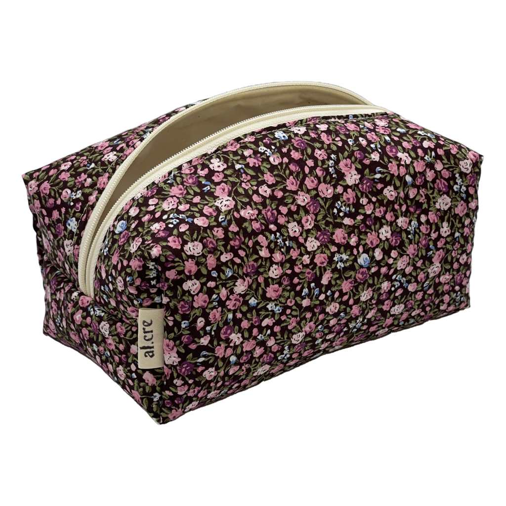 tiny pink floral maxi makeup bag