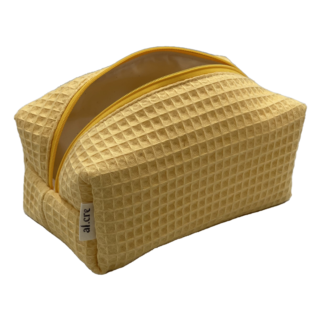 yellow pique maxi makeup bag