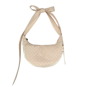 beige polka dots banana bow bag