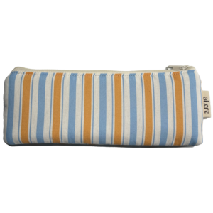 blue and yellow stripes pencil case