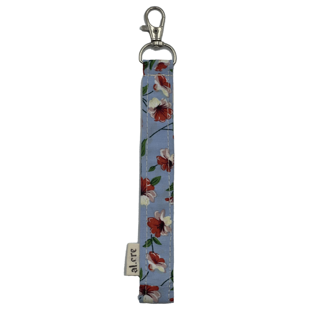 blue floral wrist keychain