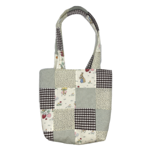 bunnies and mushrooms patchwork tote bag