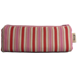 pink and red stripes pencil case