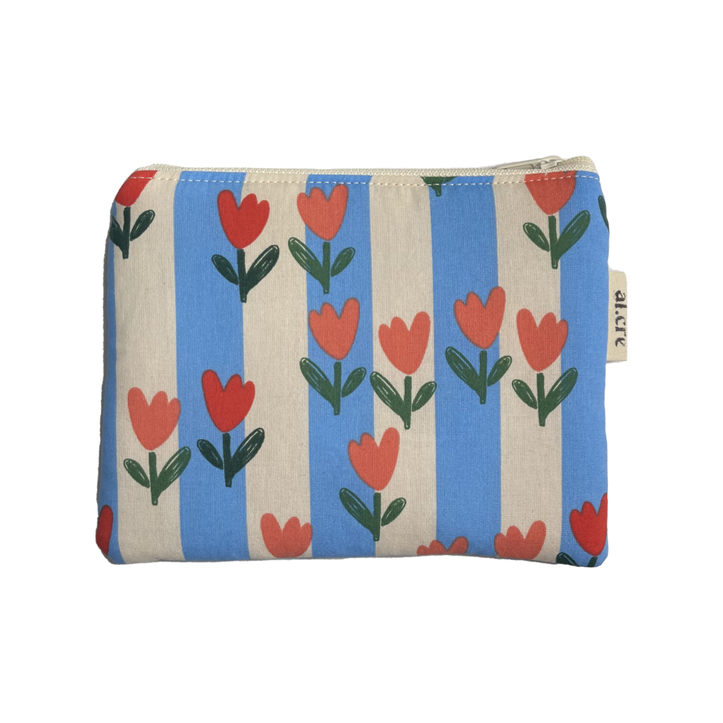 stripes and flowers medium pouch