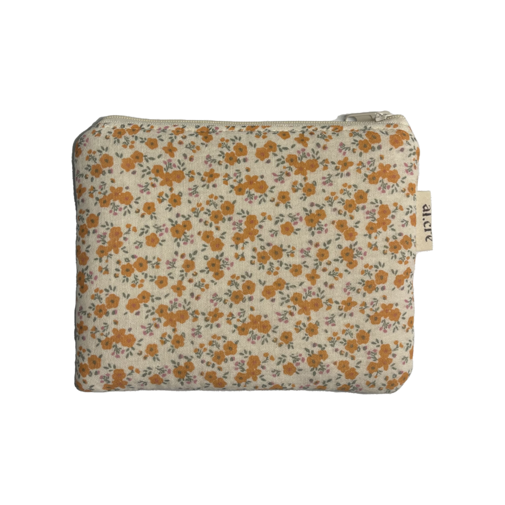 tiny orange flowers medium pouch