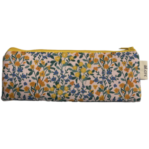 tiny orange green floral pencil case