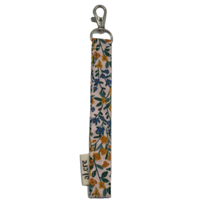 tiny orange green floral wrist keychain