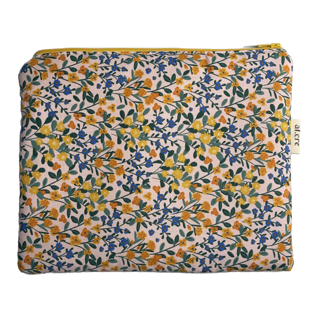 tiny orange green floral maxi pouch